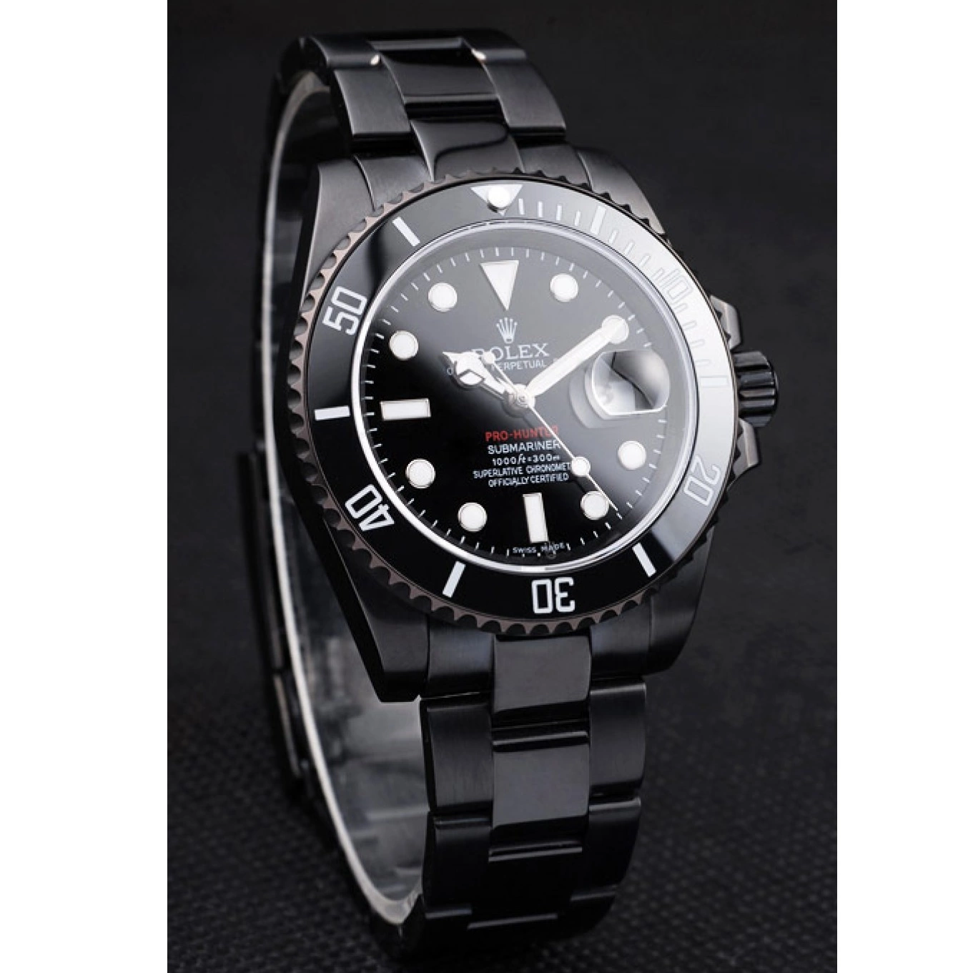 Aaa replica watch Steel Swiss Black Dial Strap Black Pro-Hunter Submariner Rolex 0629